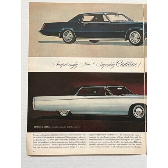 Cadillac Other - Vintage 1960s Cadillac Eldorado and Sedan de Ville 2 page Print Ad